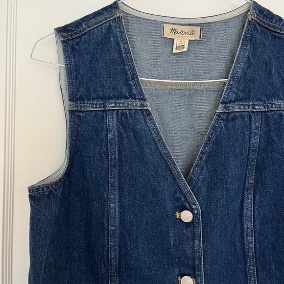Madewell Denim Snap-front Long Vest | Size Medium - Picture 5 of 8